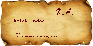 Kolek Andor névjegykártya